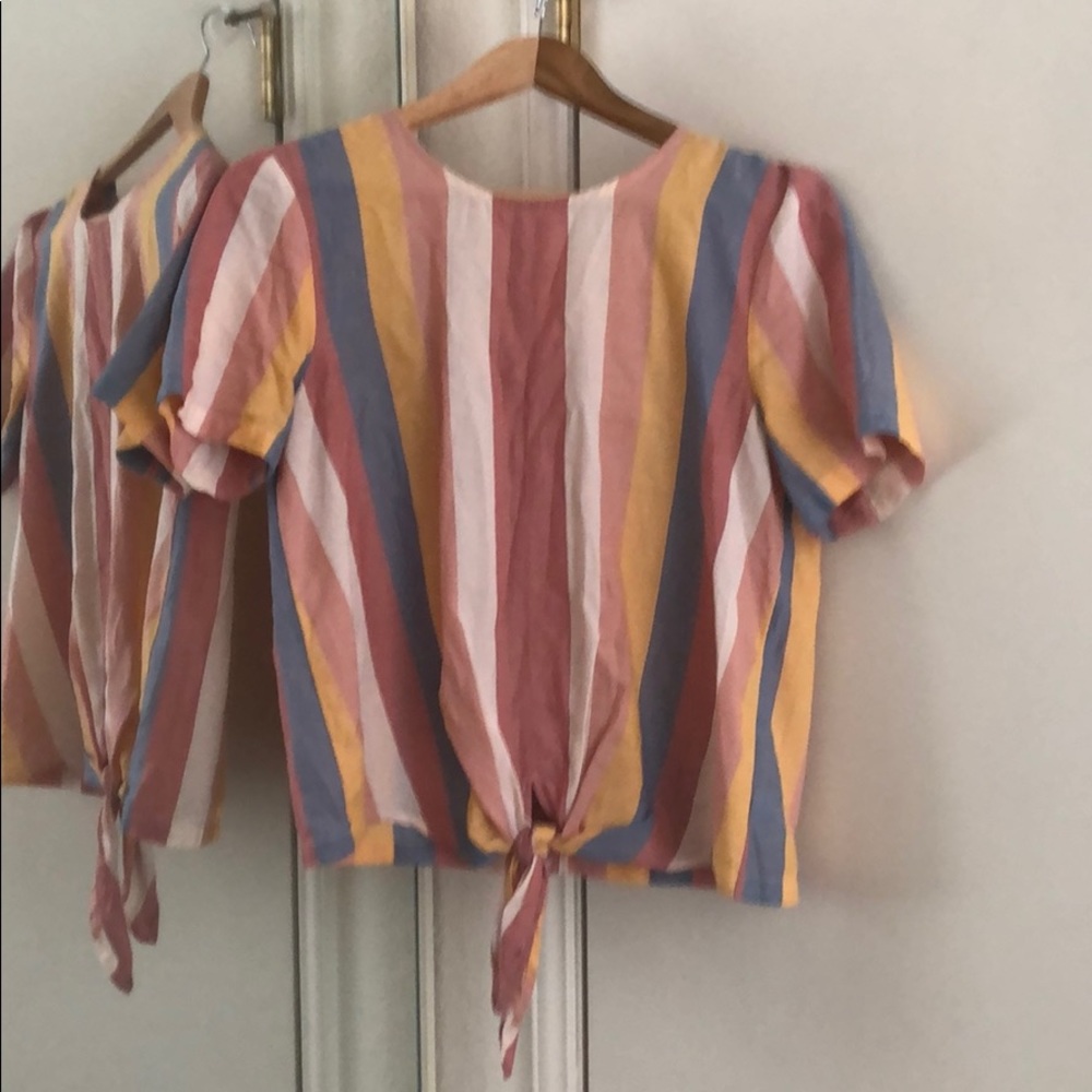 Madewell Tie Front Cotton Stripe Shirt